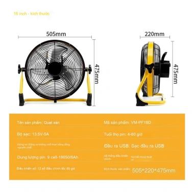 Quạt sạc năng lượng mặt trời ngoài trời, tích điện, giá ưu đãi 1.032.500₫