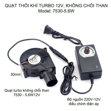 Quạt Thổi Khí Turbo 12V/2.85A MONQIQI - 5.500 RPM, Bộ Điều Tốc, Dùng cho Lò Nướng BBQ, Giá chỉ 135.000 VND