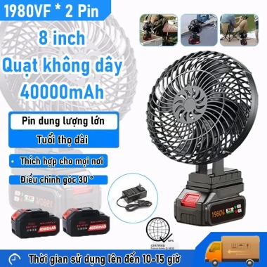 Quạt Tích Điện Pin 1.980VF 10 Cell - 8h liên tục, 2 mức gió siêu mát, BH 1 năm, 275k