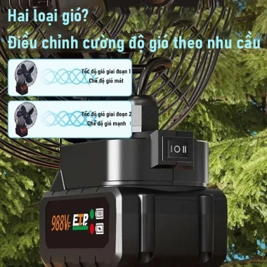 Quạt Tích Điện Pin 1.980VF 10 Cell - 8h liên tục, 2 mức gió siêu mát, BH 1 năm, 275k 3 Quạt Tích Điện Pin 1.980VF 10 Cell - 8h liên tục, 2 mức gió siêu mát, BH 1 năm, 275k 3