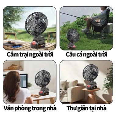 Quạt Tích Điện Pin 1.980VF 10 Cell - 8h liên tục, 2 mức gió siêu mát, BH 1 năm, 275k