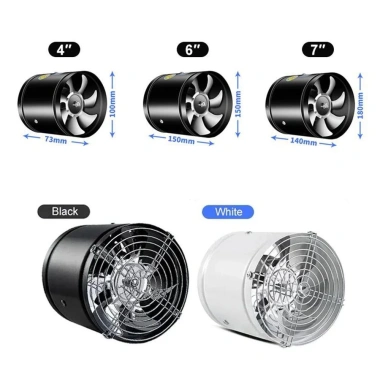 Quạt Xả YUUKII Siêu Hút 4‑6 inch Tắt Tiếng, Độ ồn thấp, Ống Đen Trắng, Vệ sinh trần bếp gia đình - Giá ưu đãi 216.040đ