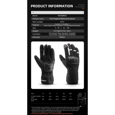 ROCKBROS Găng Tay Dày Da Chống Rơi Windbreak Xe Máy Nam Rider - Giá ưu đãi 862k 9
