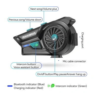 ROCKBROS Tai Nghe Bluetooth 6.0 cho Xe Máy - 200h Pin, IP56, Liên Lạc 300m, Giá 783.838đ 3