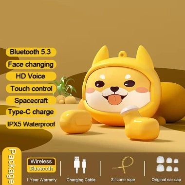 Roly 360° Tai Nghe Bluetooth Thay Đổi Hoa Văn, Độ Trễ Thấp, Mic & Tai Trong - Thiết Kế Shiba Inu Thể Thao, Giá 298.003₫