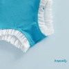 Romper Cami Bé Gái Aqua Không Tay Ruffle Trim và Mũ Bơi, Thích Hợp Bể Bơi và Biển 9