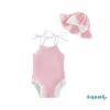 Romper Cami Bé Gái Aqua Không Tay Ruffle Trim và Mũ Bơi, Thích Hợp Bể Bơi và Biển 10