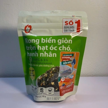 Rong Biển ăn liền O'Food Giòn Trộn Óc Chó Hạnh Nhân - Combo 2-5 gói, đồ ăn vặt tiện lợi