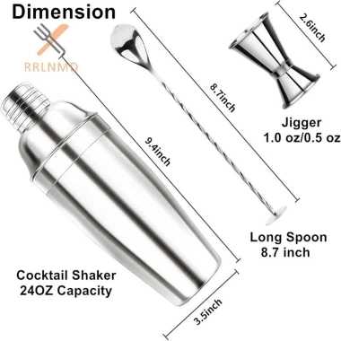 Rrlnmd 24oz 750ml Cocktail Bar - Bộ bình lắc, máy trộn, Jigger, thìa trộn, lọc - Dành cho người mới - Giá 288.310 VND 5 Rrlnmd 24oz 750ml Cocktail Bar - Bộ bình lắc, máy trộn, Jigger, thìa trộn, lọc - Dành cho người mới - Giá 288.310 VND 5