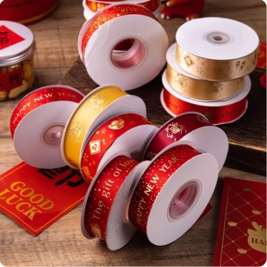 Ruy băng dập nóng đỏ - Bao bì quà tặng năm mới, trang trí bánh và bó hoa, 52.098đ 5