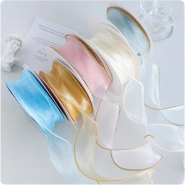 Ruy băng satin phẳng đuôi cá 4cm/10mm sợi sóng cạnh gói hoa quà tặng trang trí bánh sinh nhật 45.990đ
