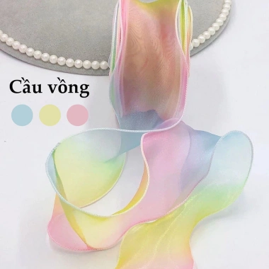 Ruy băng voan cầu vồng viền sóng 6cm cao cấp - Giá chỉ 25.000, màu sắc rực rỡ, độ bền cao