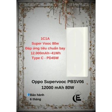Sạc dự phòng Oppo SuperVooc 80W 12.000mAh PD45W PBSV06 - Giá 900.000đ, sạc nhanh, dung lượng lớn