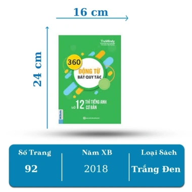 Sách 360 Động Từ Bất Quy Tắc + 12 Thì Tiếng Anh Cơ Bản Dành cho Người Mới, Giá ưu đãi 32.300₫ 4 Sách 360 Động Từ Bất Quy Tắc + 12 Thì Tiếng Anh Cơ Bản Dành cho Người Mới, Giá ưu đãi 32.300₫ 4