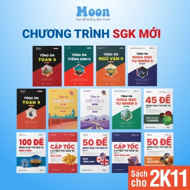 Sách Ôn Thi Vào 10 Lớp 9 - Tổng Ôn Toán Văn Anh Cho 2K11 - Giảm 34k - Moonbook 2