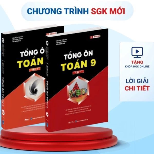 Hình ảnh sản phẩm Sách Tổng ôn Toán 9 Tái bản mới nhất Tập 1-2 - Ôn thi vào 10, giảm giá 150.000đ