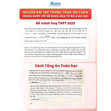 Sách Tổng ôn toán học lớp 12 tập 1 & 2 ôn thi thpt quốc gia, đánh giá năng lực cho 2k8 Moonbook 4
