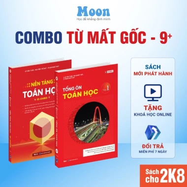 Sách Tổng ôn toán học lớp 12 tập 1 & 2 ôn thi thpt quốc gia, đánh giá năng lực cho 2k8 Moonbook 14