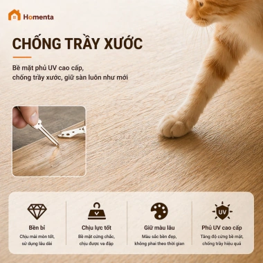 Sàn nhựa giả gỗ SPC hèm khóa 122x18.3cm dày 4mm – Chống nước, lắp ghép nhanh, BH 2 năm – 289k