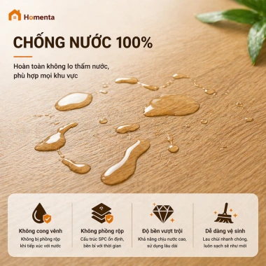 Sàn nhựa giả gỗ SPC hèm khóa 122x18.3cm dày 4mm – Chống nước, lắp ghép nhanh, BH 2 năm – 289k