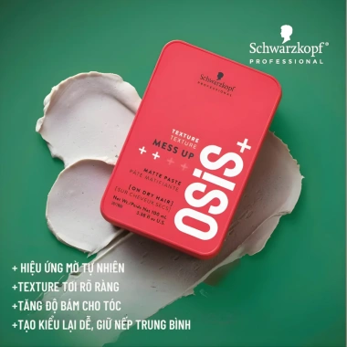 Sáp Tạo Kiểu Schwarzkopf Osis+ Mess Up & Mighty Matte 100ml - Giữ Nếp Mạnh, Tạo Phồng, Mờ Tự Nhiên, 355.000đ 9