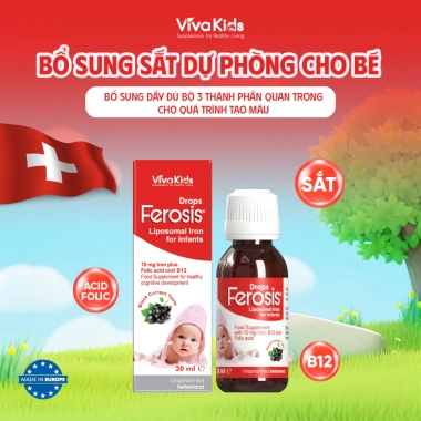 Sắt FEROSIS cho bé 30ml - Không tanh, không táo bón, bổ sung sắt nhanh, giá ưu đãi 350.000₫ 2 Sắt FEROSIS cho bé 30ml - Không tanh, không táo bón, bổ sung sắt nhanh, giá ưu đãi 350.000₫ 2