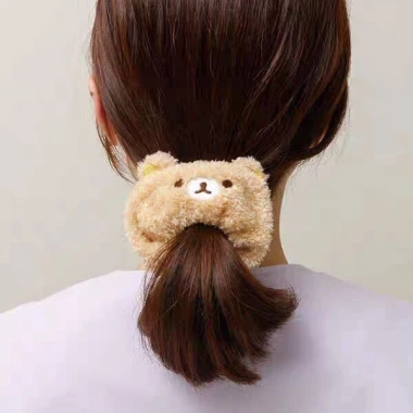 Scrunchies Rilakkuma Dễ Thương Co Giãn Dây Buộc Tóc Gấu Sang Trọng Cho Nữ Bé Gái