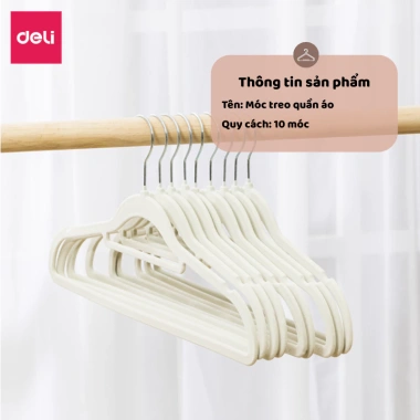 Set 10 móc treo quần áo Deli chống trơn trượt xoay 360 độ - Giá chỉ 30.000đ