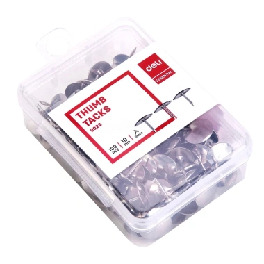 Set 200 đinh ghim bảng nỉ gỗ bần mũ inox bạc Deli - Dán tranh ảnh, sticker, đóng túi