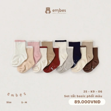 Set 3 Đôi Vớ và Tất Chống Trơn Cotton Mềm Mại Co Giãn cho Bé 1-4 Tuổi - 69.000₫