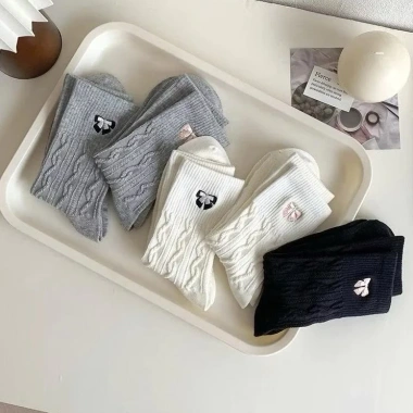 Set 5 Đôi Tất Nữ Cổ Cao Vặn Thừng Họa Tiết Nơ Hàn Quốc Trẻ Trung Năng Động Giá 39.900đ