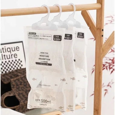 Set 5 úi hút ẩm treo tủ quần áo 500ml siêu thấm, khử mùi, ngăn ẩm mốc, móc treo, chỉ 35.000đ 10