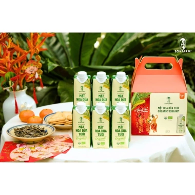 Set 6 chai Mật hoa dừa tươi Organic tiệt trùng 330ml - SOKFARM giá ưu đãi 165k