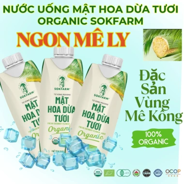 Set 6 chai Mật hoa dừa tươi Organic tiệt trùng 330ml - SOKFARM giá ưu đãi 165k