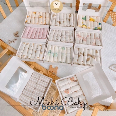 Set 6 Khăn Xô Sữa Boona Muslin 2 Lớp Cao Cấp 30x30cm - Michi Baby MC108 chỉ 59k