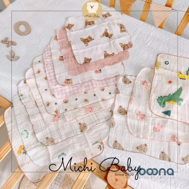 Set 6 Khăn Xô Sữa Boona Muslin 2 Lớp Cao Cấp 30x30cm - Michi Baby MC108 chỉ 59k