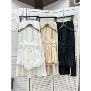 Set Áo 2 Dây Nơ Ngực Phồng Tiểu Thư + Quần Dài Đũi Xước Hàng Quảng Châu Cao Cấp 5