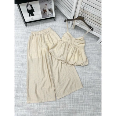 Set Áo 2 Dây Nơ Ngực Phồng Tiểu Thư + Quần Dài Đũi Xước Hàng Quảng Châu Cao Cấp 6