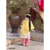 Set Áo Dài Bé Gái Nắng Hồng Tone Vàng - Lụa Tơ Cao Cấp, Áo Dài Tết 395k 3