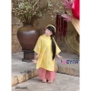 Set Áo Dài Bé Gái Nắng Hồng Tone Vàng - Lụa Tơ Cao Cấp, Áo Dài Tết 395k 4