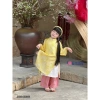 Set Áo Dài Bé Gái Nắng Hồng Tone Vàng - Lụa Tơ Cao Cấp, Áo Dài Tết 395k 6