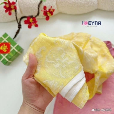 Set Áo Dài Bé Gái Nắng Hồng Tone Vàng - Lụa Tơ Cao Cấp, Áo Dài Tết 395k