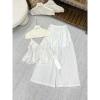 Set Áo Hai Dây Xếp Chéo Ngực Nữ + Quần Đũi Xước - Hàng Quảng Châu, Phù hợp chụp ảnh café 4