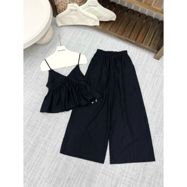 Set Áo Hai Dây Xếp Chéo Ngực Nữ + Quần Đũi Xước - Hàng Quảng Châu, Phù hợp chụp ảnh café