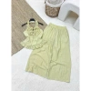 Set Áo Nhún Bèo Linen Cổ Tiểu Thư + Quần Dài Đũi Xước dưới 60kg Quảng Châu cho Du lịch, Chụp ảnh, Cafe 4