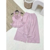 Set Áo Nhún Bèo Linen Cổ Tiểu Thư + Quần Dài Đũi Xước dưới 60kg Quảng Châu cho Du lịch, Chụp ảnh, Cafe 5
