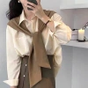 Set Áo Sơ Mi Phối Vạt Mix và Chân Váy Dài Nâu Tây - Đủ Size 38‑80kg, 218.000₫ 2