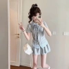 Set áo tay ngắn cổ viền kẻ caro + chân váy xoè & quần cho bé 7-10, giá ưu đãi 239k 4