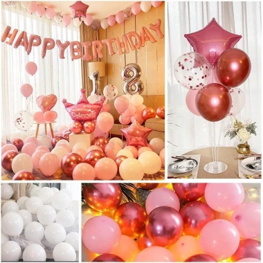 Set bong bóng trang trí sinh nhật siêu nhũ Happy Birthday cho bé trai, bé gái - đầy đủ phụ kiện, giá ưu đãi 159.200 VND