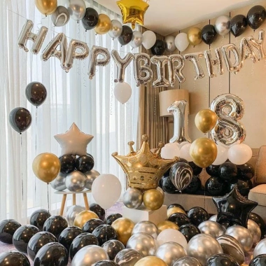 Set bong bóng trang trí sinh nhật siêu nhũ Happy Birthday cho bé trai, bé gái - đầy đủ phụ kiện, giá ưu đãi 159.200 VND 10 Set bong bóng trang trí sinh nhật siêu nhũ Happy Birthday cho bé trai, bé gái - đầy đủ phụ kiện, giá ưu đãi 159.200 VND 10